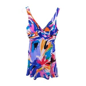 Catalina Suddenly Slim Swimdress M 8- 10 multi color resortwear